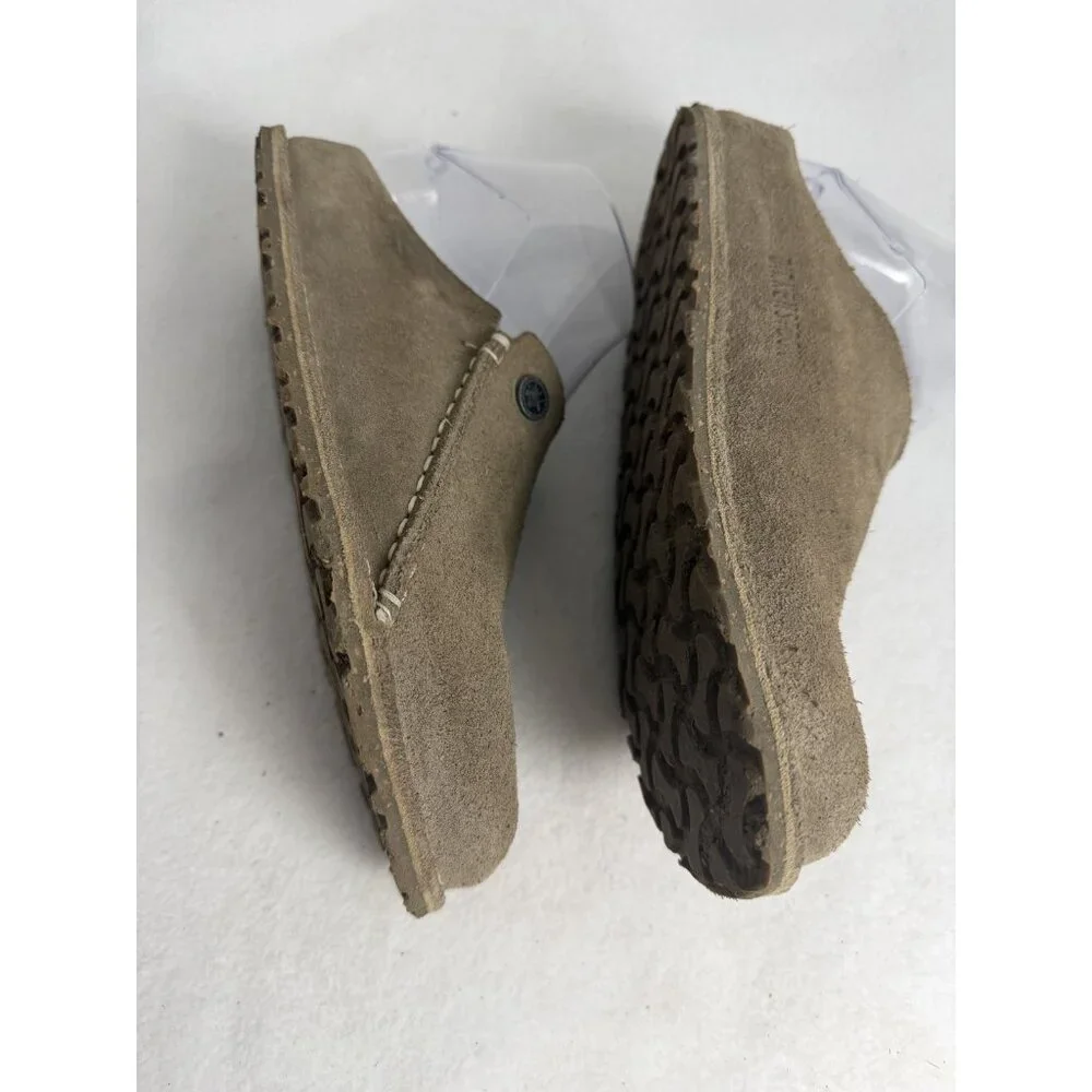 Birkenstock Zermatt Premium Suede Leather Tan Beige Sz 38 7-7.5 Clog Slip On Y2K - Picture 7 of 10